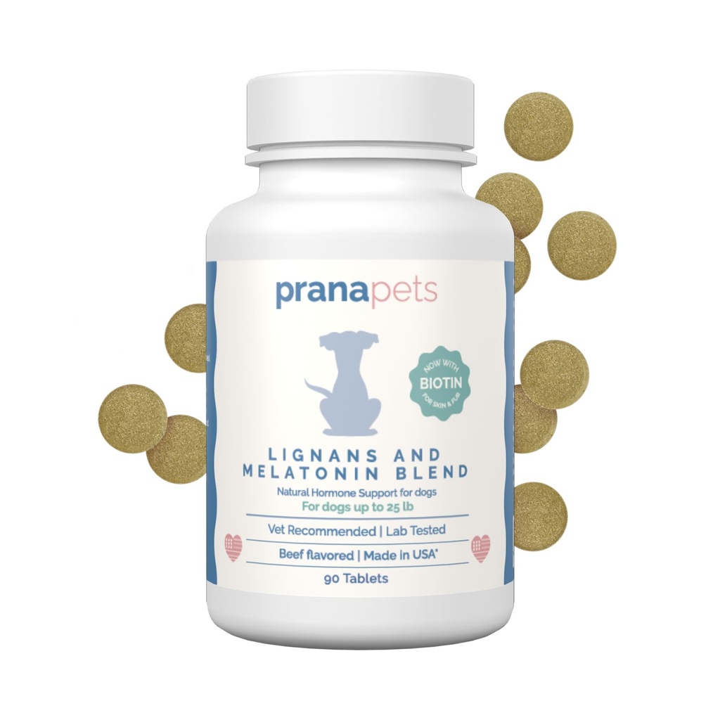PranaPets Lignans " Melatonin with Biotin Blend Naturally Aids in Relieving Symptoms of Cushing’s in Dogs up to 25 lb ← Promover el equilibrio saludable " Well-Being general