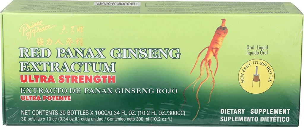 Prince of Peace Red Panax Ginseng Extractum Ultra Strength, 2 Pack - 60 Botellas, 0.34 fl. oz.