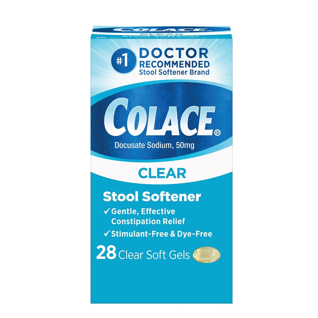 Colace Softener Softener Soft Gel Capsules Constipation Relief 50mg Docusate Sodium Doctor Recomendado 28ct