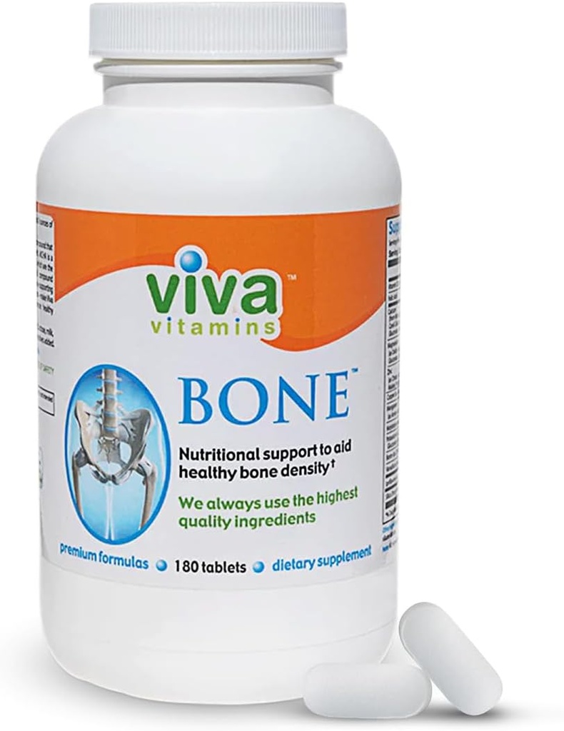 Suplemento de Bone - Suplemento de Calcio para Mujeres y Hombres, Bone Health Vitamin D 3 w/Calcium Magnesium Zinc, Calcium Magnesium Supplement Support for Bone Density, Vegan, Non GMO, 180 Tab