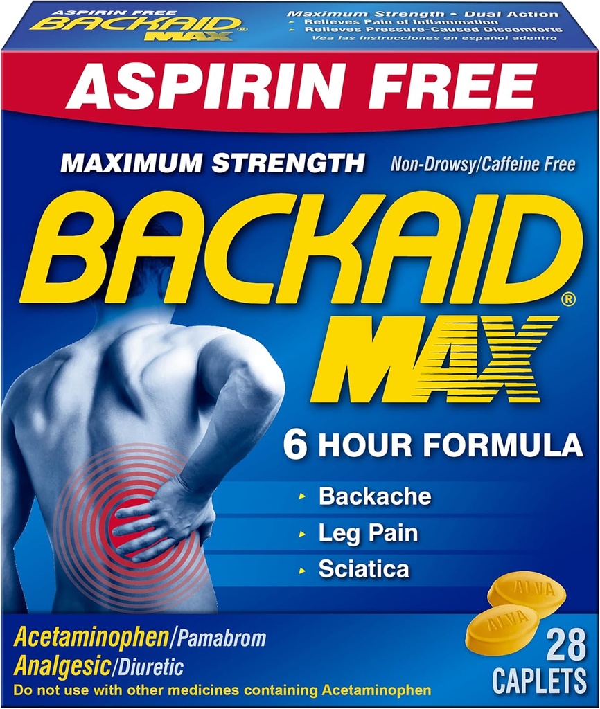 Backaid Max Caplets, 28 Cuenta (Pack of 4)