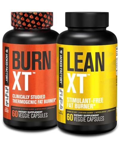 Jacked Factory Burn XT Thermogenic Fat Burner &amp; Lean XT Caffeine Free Weight Loss Suplemento de pérdida de peso