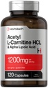 Horbäach Acetyl L Carnitine HCL & Alpha Lipoic Acid 1200mg  120 Capsules ← ALC ALA Complex ← Non-GMO &amp; Gluten Free Supplement