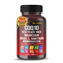 Coenzima Q10 (Ubiquinona) Levadura roja Hawthorn Omega 3 Vitamina C Niacina Zinc Vitamina K2-150 cápsulas