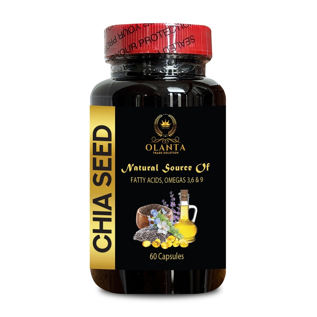CHIA Suplemento de semillas - fibra alta y proteína con suplemento Omega-3, vitamina de semilla de chia, aceite de semilla de chia Vegan, suaves aceite de semilla de chia - 1 botella