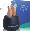 EarCentric EasyCharge Ayudas de Audición Recargables (Pair) para personas mayores, Ayuda de oídos detrás del oído PSAP digital Productos de amplificación de sonido personal dispositivos con cancelación de ruido (Beige)