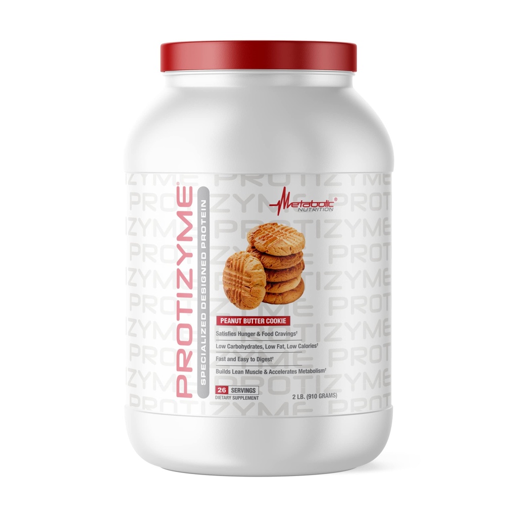 Nutrición metabólica, Protizyme, 100% Whey Protein Powder, Alta Proteína, Baja Carb, Bajo Grado con Enzimas Digestivas, 24 Vitaminas y Minerales Esenciales, Peanut Butter Cookie, 2 Libra