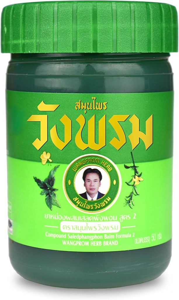 Compound Saledphangphon Balm Balm/Salve Fórmula 2 50g Cooling Anti-Itch for Insect/Bugs Bites Pain (Green, Cool Salve (Plastic Bottle))