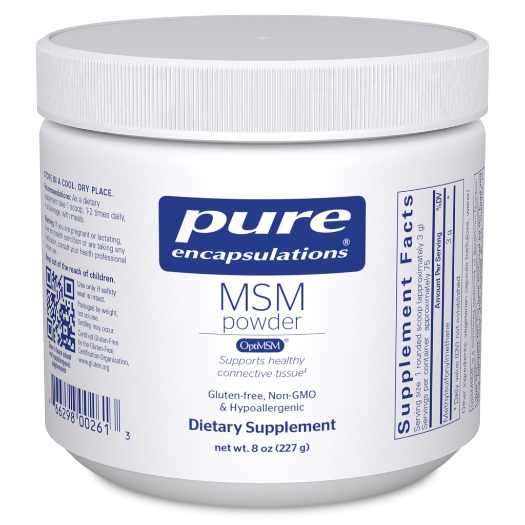Pure Encapsulations MSM Powder ← Hypoallergenic Supplement Supports Joint, Immune, and Respiratory Health ← 8 Ounces