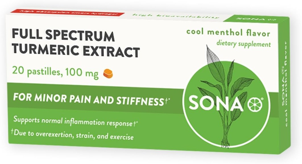 Pastilles Turméricos SONA, Dissolves en boca, 600% La absorción superior de la curcumina en comparación con cápsulas