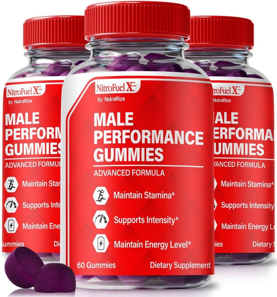 (3 Pack) Nitro Fuel X Gummies - Oficial Nitro Fuel X Ultimate Para Hombres, Nitro Fuel X ME Para Rendimiento y Salud Global, All Natural NitroFuel X ME Gummy, NitroFuel X Ultimate Gomitas (180 Gummies)
