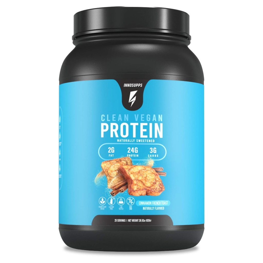 InnoSupps Clean Vegan Protein - Planta Basada, Vegan, Natural, Sin Sweeteners artificiales, Sin gluten, Sin lácteos. Lactosa Gratis, Low Carbs, Low Fat, No Sugar Añadido, Soy Gratis, Non-GMO (Cinnamon French Toast)