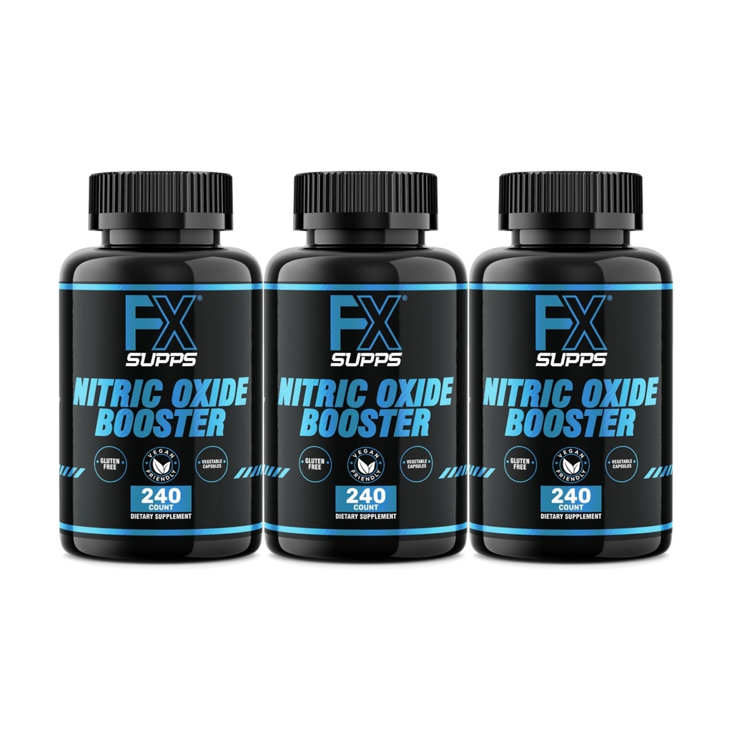 FXSUPPS Nitric Oxide Booster - Nitric Oxide Pre Workout Suplemento con L-Arginina y Beta Alanine for Energy, Vascularity, Muscle Pump, Heart Health, and Blood Flow, 240 Cuenta (3-Pack)