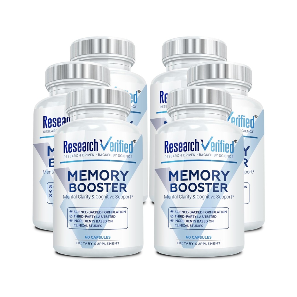 Research Verified Memory Booster - Suplemento Nootropic - Enhance Cognition and Memory - Lion’s Mane, Ginkgo Biloba, BioPerine - 6 Month Supply - Non-GMO - Made in The USA