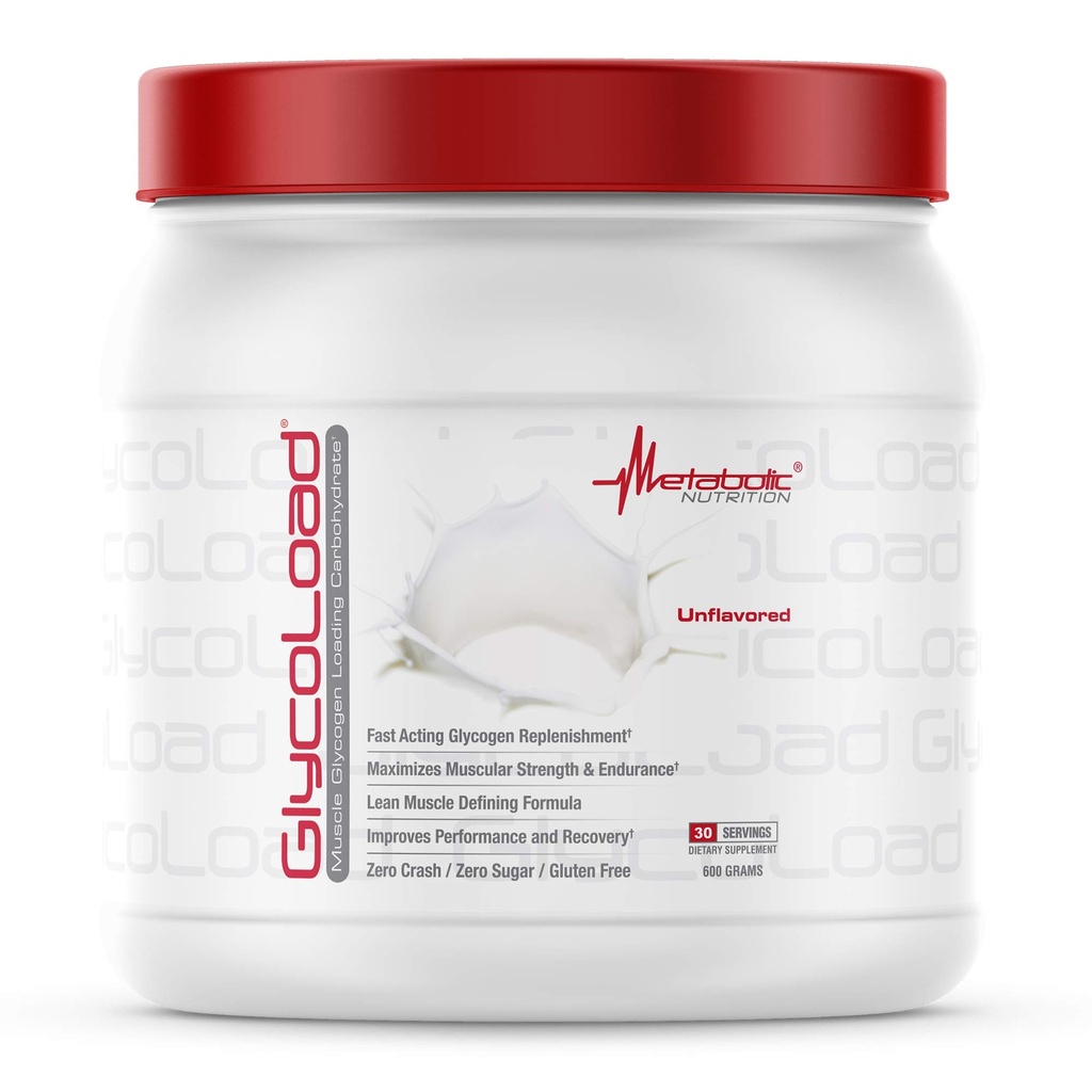 Nutrición metabólica, Glycoload, 100% Micronized Ciclic Cluster Dextrin Carbohydrate Powder, Muscle Glycogen Cargando Carbohydrate, Pre Intra Post Workout Suplemento, Desflavorado, 600 gm (30 ser)