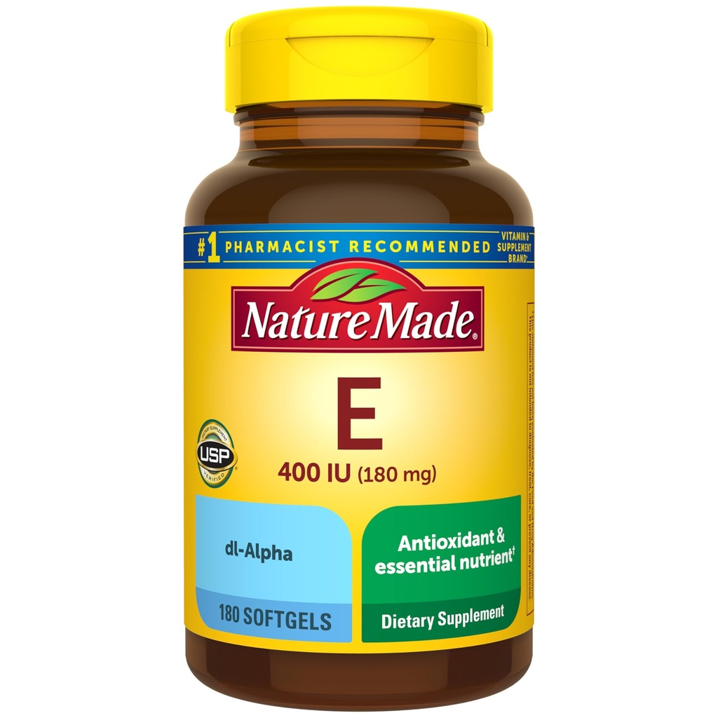 Vitamina E 180 mg (400 UI) dl-Alpha Softgels, 180 Cuenta para soporte antioxidante