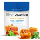 Lozenges de plata con miel de manuka orgánica y vitamina C - Nano todo natural plata 45-50mg de 60 PPM Colloidal Plata Mineral gotas para soportar el sistema inmunológico, calmar, tos fresca y garganta, 24-Lozenges