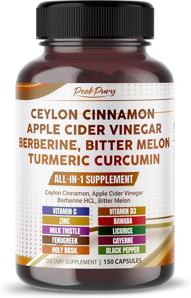 Ceylon Cinnamon Apple Sider Vinegar Berberine Bitter Melon - Made in USA