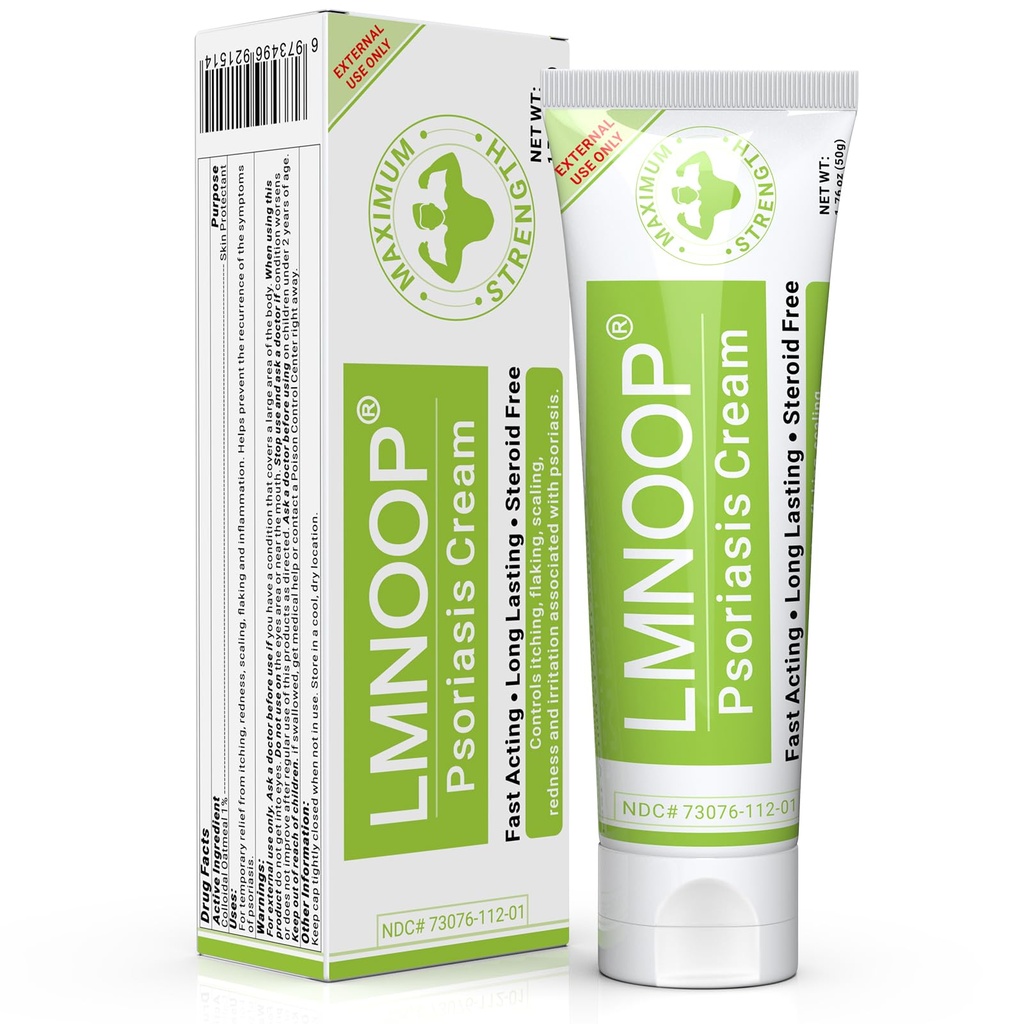 Crema de Psoriasis, Tratamiento de fuerza máxima Crema hidratante para la psoriasis, Dermatitis, Rash, Anti-Itch, Redness, Flaking, Escalada, Alivio rápido para la piel irritada