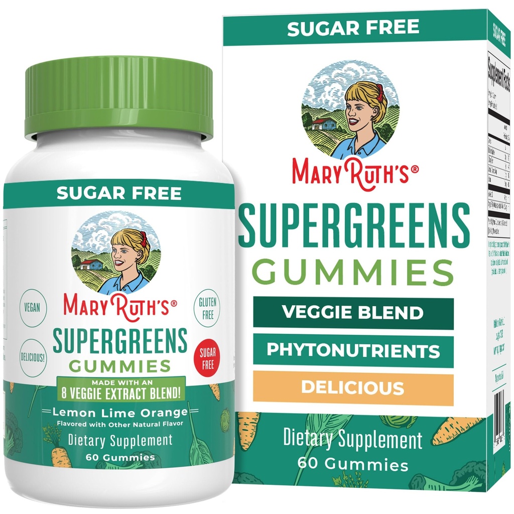 MaryRuth Orgánicas Super Verdes Gummies Silencio Naturalmente-Occurring Quercetin for Adults and Kids Ages 4+ ← Sugar Free TEN 2g Fiber Por Serving TEN Vegan TEN No Gelatin ANTE Pectin Basado TENIDO 60 Conteo ANTE 30 Servimientos