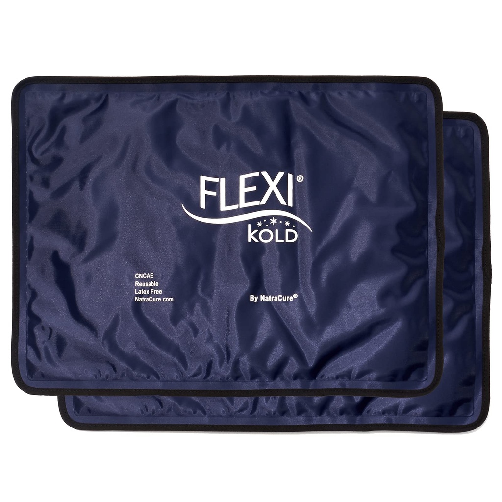 2 FlexiKold Gel Ice Packs (Standard Large: 10.5" x 14.5") - Reusable Cold Pack for Injuries, for Back Pain Relief, Migraine Relief Pad, After Surgery, Postpartum, Headache, Hombro - 6300-COLD 2PK