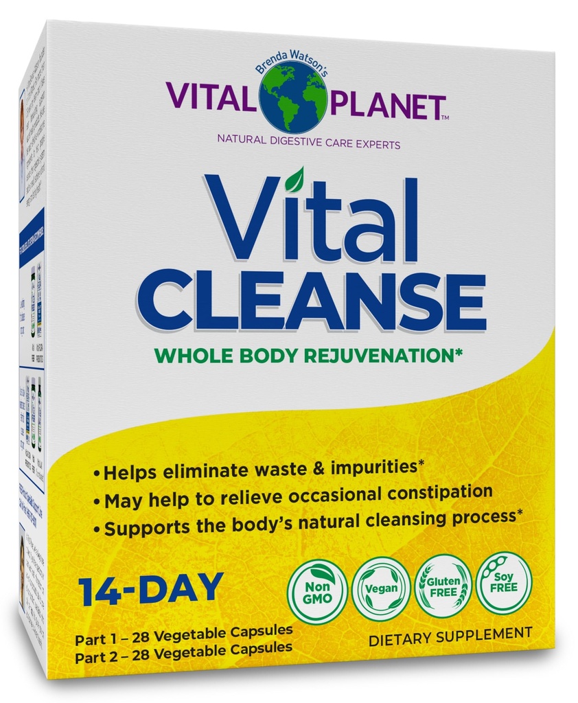Planeta Vital - Limpiador Vital con Tetola Leche, Magnesio, Cabo Aloe y Herbs, Suplemento Natural para el Estreñimiento Ocasional y Eliminación Saludable, 2-Part - 14 Day Kit, 56 Capsules