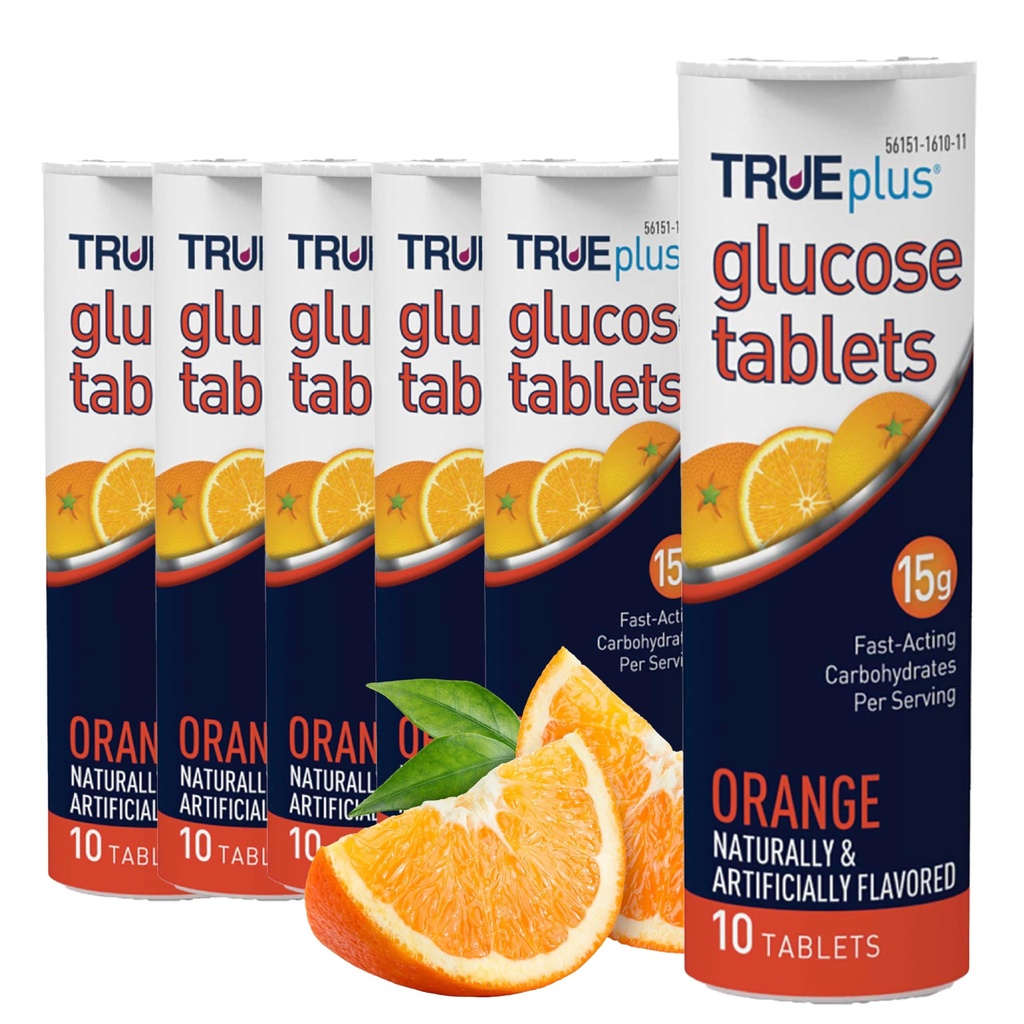 Tablas de Glucos TRUEplus, Flavor Naranja - 6X 10ct Tubes