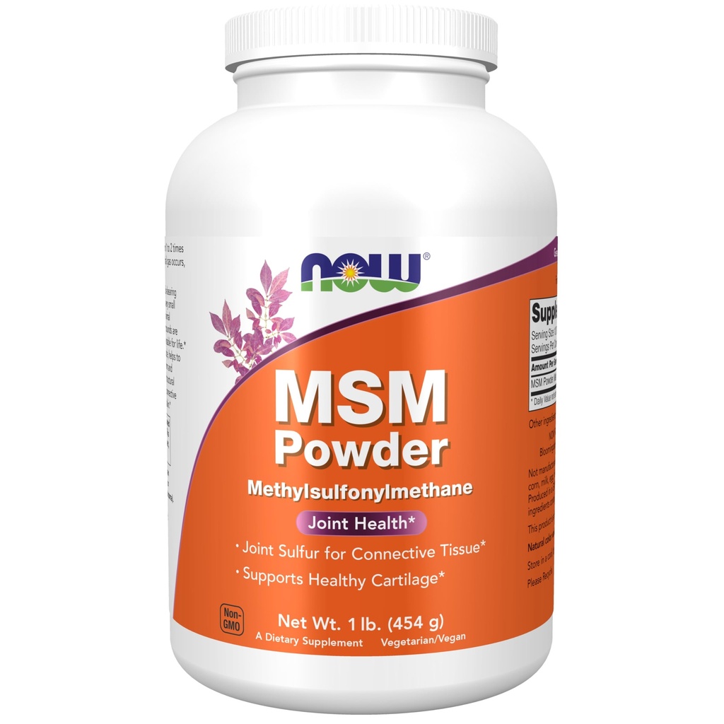 AHORA Suplementos de alimentos, MSM (Methylsulfonylmethane) Polvo, soporta cartílago saludable*, salud conjunta*, 1 libra