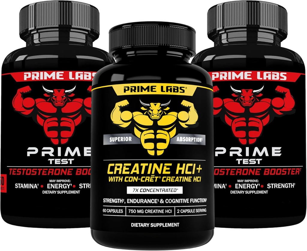 Primera prueba de laboratorios (2-Pack) + Cápsulas de HCl Creatina (60 Cuenta)