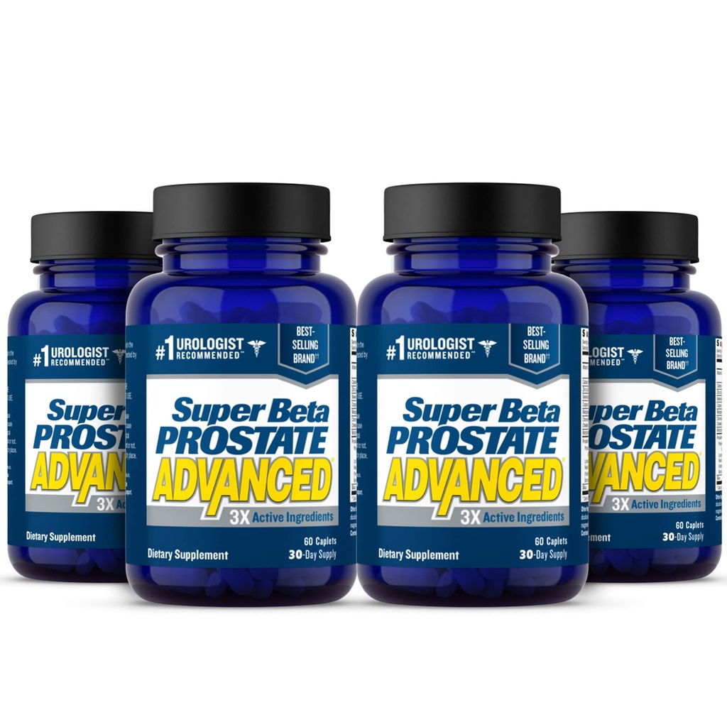 SUPER BETA PROSTATE Avanzado – Promover el sueño, el emptying de la vejiga de apoyo. Suplemento de apoyo de próstata para la salud de los hombres con Beta Sitosterol, no Saw Palmetto. (240 Caplets, 4-Pack)