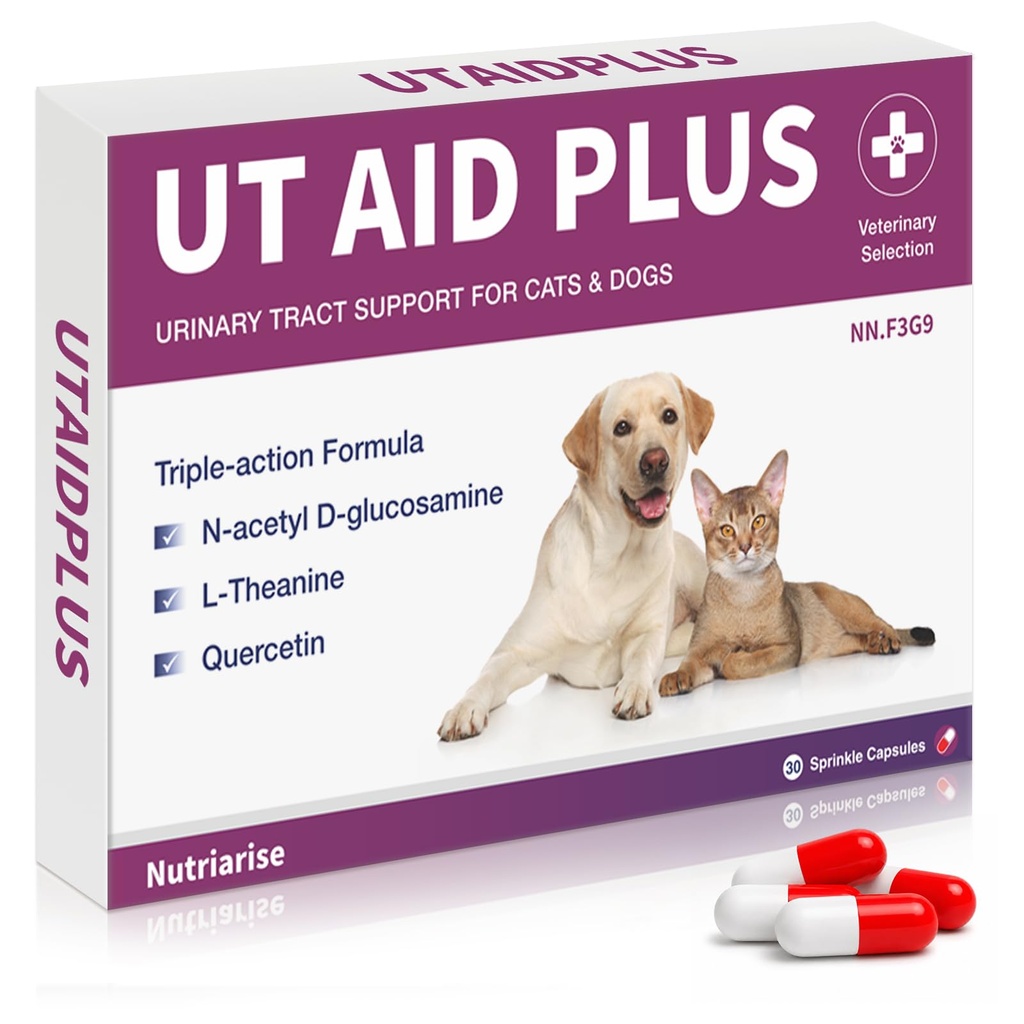 Tratamiento UTI natural para perros y gatos – Infección sin antibióticos del tracto urinario Suplemento de apoyo – Salud de la vejiga y el riñón – Prevención de la incontinencia – 30 cápsulas