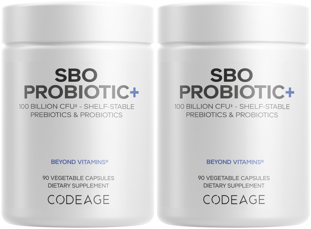Codeage SBO Probiotics, 100 Billion CFUs Por Serving, Multi Strain Soil Based Organisms Blend and Organic Fermented Botanical Blend, Shelf-Stable - 2 Pack