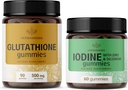 HerBAMAMA Glutathione and Iodine Kit - Agrupo de 500 mg L-Glutathione reducido ' Potassium Iodine Gummies - Vegan, Non-GMO, Gelatin-Free - 2 Pack