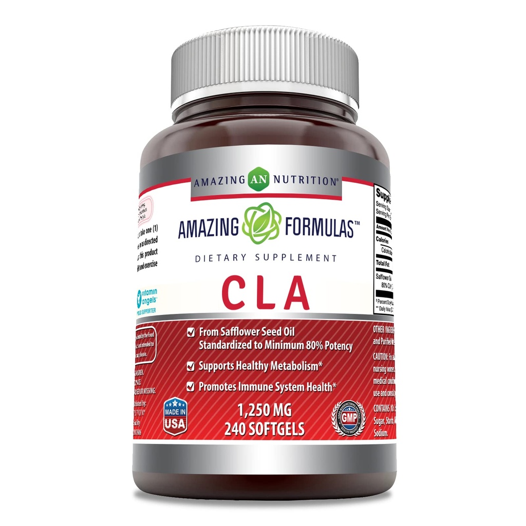 Fórmulas increíbles CLA ← Conjugated Linoleic Acid Suplemento Silencio 1250 Mg Silencio Softgels Silencio No-GMO TENIDO Gluten-Free TEN Made in USA (240 Cuenta)