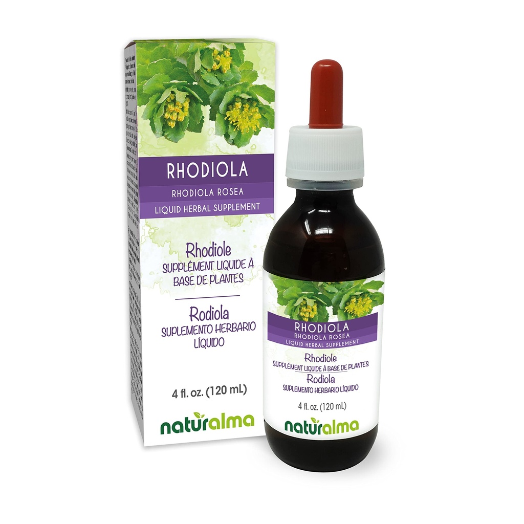 Naturalma Rhodiola rosea (Sedum roseum) Root Alcohol-Free Tintura - 4 fl oz Liquid Extract in Drops - Herbal Supplement - Vegan