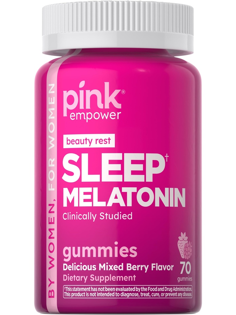 PINK Melatonin Gummies 10mg ← Max Potency ← Mixed Berry Flavor  Vegan, Non-GMO &amp; Gluten Free Supplement