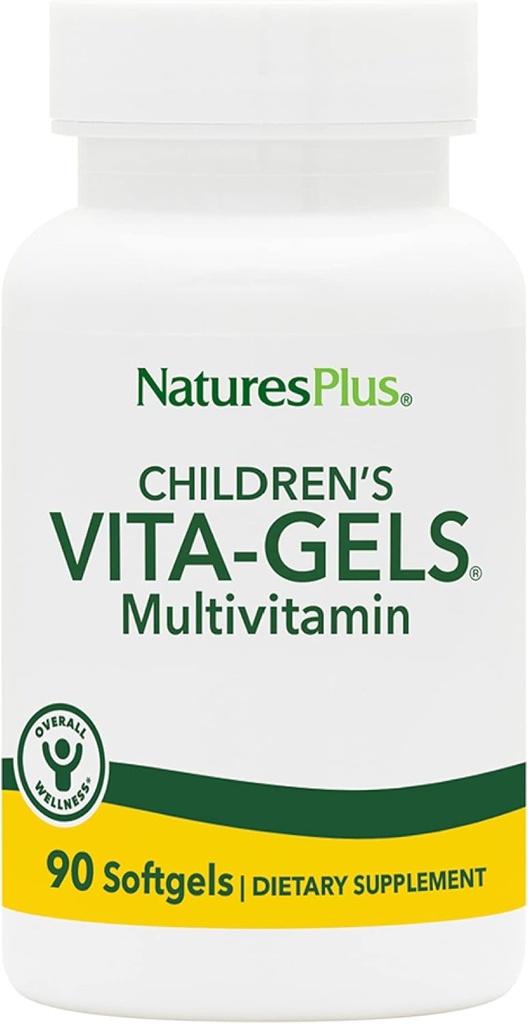 NaturesPlus Niños Vita-Gels Multivitamin, Natural Orange Flavor - 90 Softgels, Pack de 2 - Gluten Gratis - 180 Total Servings