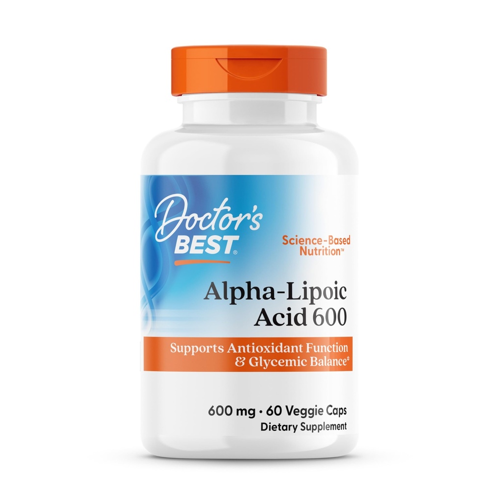 El mejor ácido alfa-lipoico del médico 600, soporta la función antioxidante " equilibrios glucémicos, no OMG, sin gluten, vegano, soy libre, 600 mg, 60 cápsulas vegetales