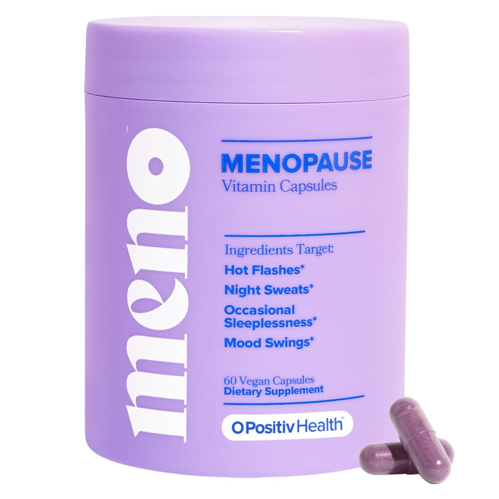O Positiv MENO Vitaminas para la menopausia - Suplemento de la menopausia libre de hormonas para las mujeres - Cohosh negro " Ashwagandha KSM-66 - Ayuda a aliviar los flashes calientes, sudaderas nocturnas, costuras de orina - 30 servidumbres (Pack of 1)