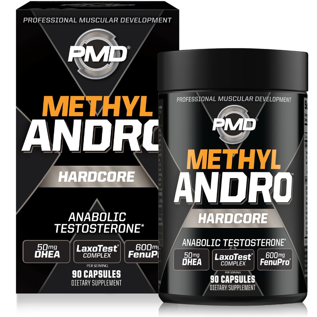 PMD Sports Methyl Andro con DHEA amplifica la testosterona para el crecimiento del músculo magro y la fuerza de aumento de peso y el rendimiento de entrenamiento-Suplemento diario (90 cápsulas vegetarianas)