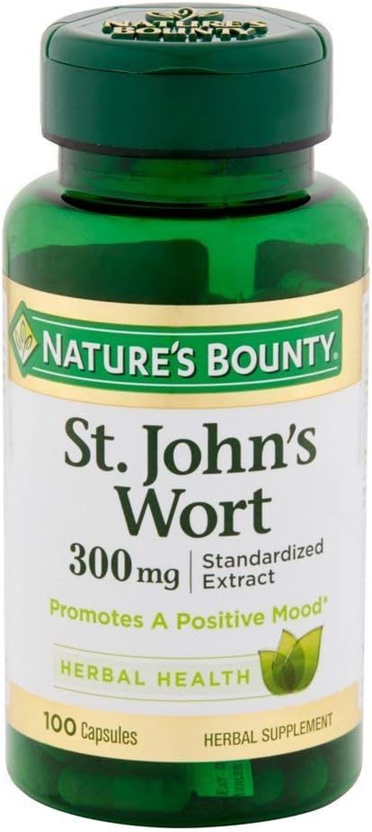 Bonoty St. John's Wort Pills and Herbal Health Supplement, Promotes a Positive Mood, 300 mg Capsules, 100 Conde, Pack of 2