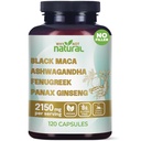 Por qué no natural 4-en-1 Negro Maca Root orgánico, Ashwagandha, Fenugreek, Panax Ginseng Capsules, Suplemento para Hombres y Mujeres