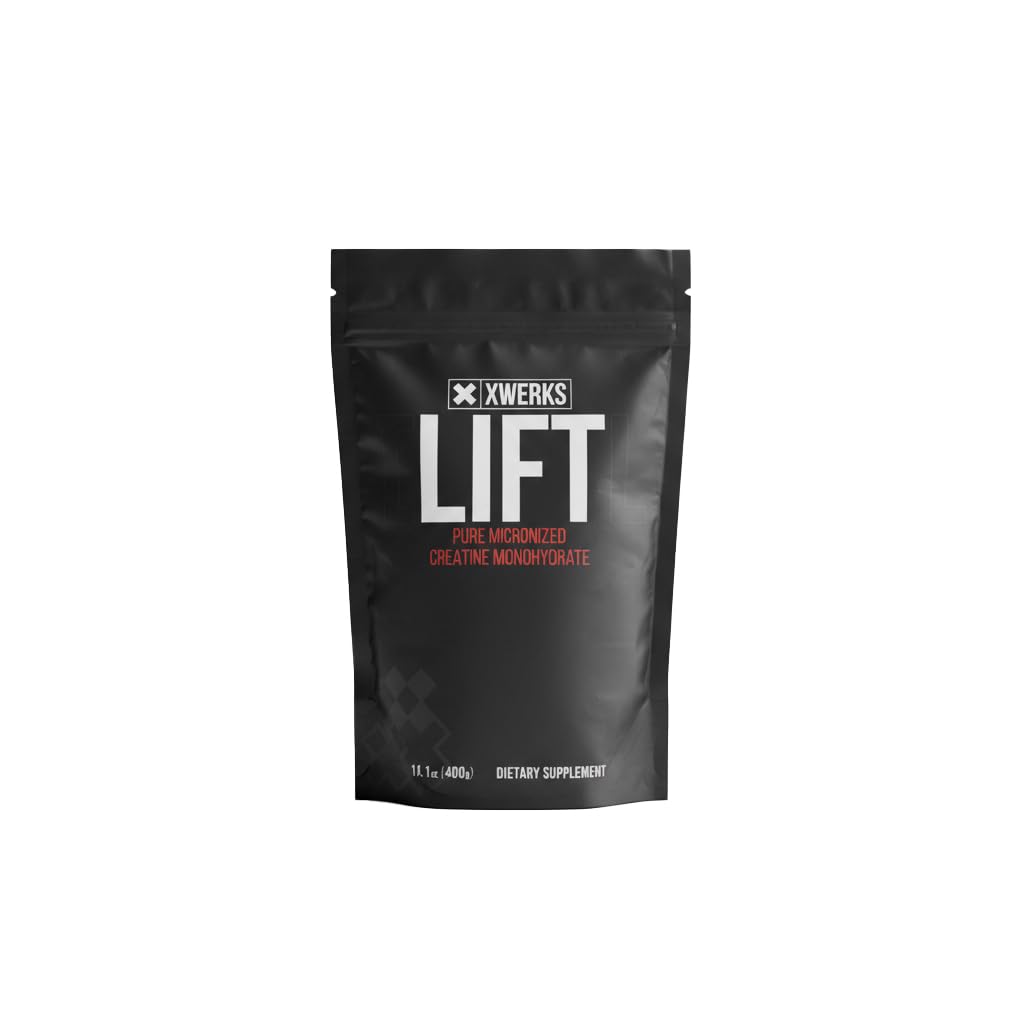 Xwerks Lift Micronized Creatine Monohydrate Powder, Desflavored, 80 Servings, 100% Puro Natural 5000mg Creatine Fórmula, Highly Soluble Mass Gainer Suplemento, Pre Workout for Muscle Growth Recovery