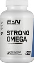 BARE PERFORMANCE NUTRITION, BPN Strong Omega Fish Oil Soft Gel, 1290mg Fish Oil per Capsule, Wild Caught Fish, Sustentably Sourced, IFOS Certified