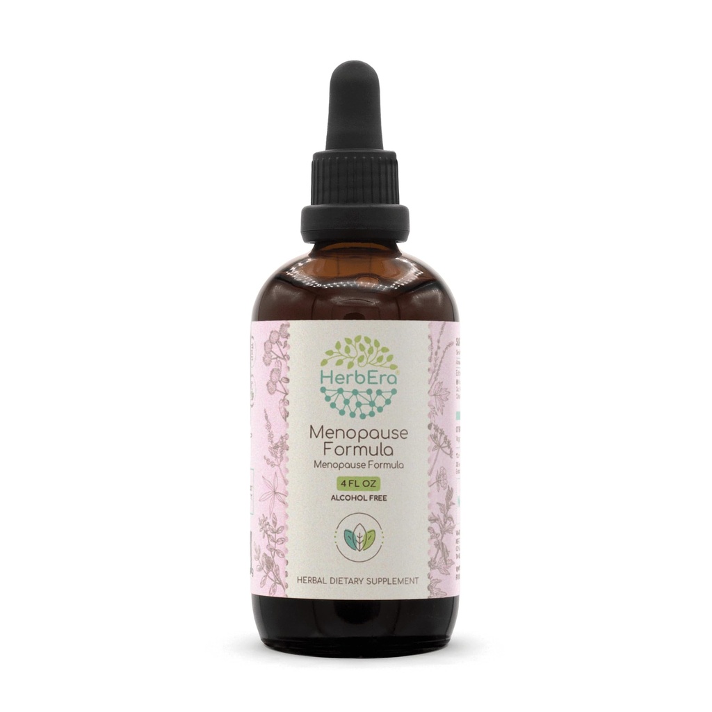 HerbEra Menopause Fórmula B120 Extracto libre de alcohol Tintura, gotas líquidas concentradas Berry Vitex natural, raíz de regaliz, mamada, raíz de dong Quai, raíz de burdock, raíz de cohosh negro. 4 Fl Oz