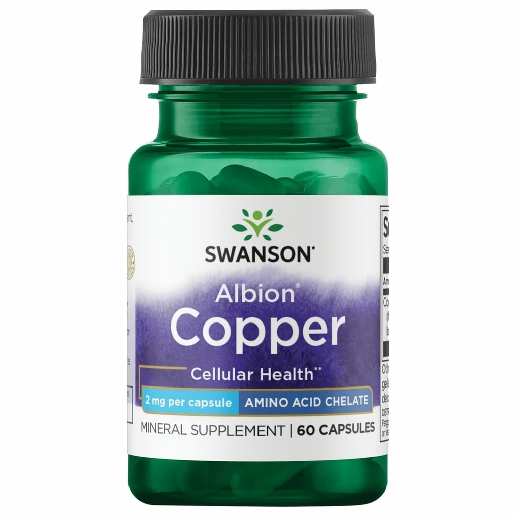 Swanson Albion Chelated Copper 2 Milligrams 60 cápsulas