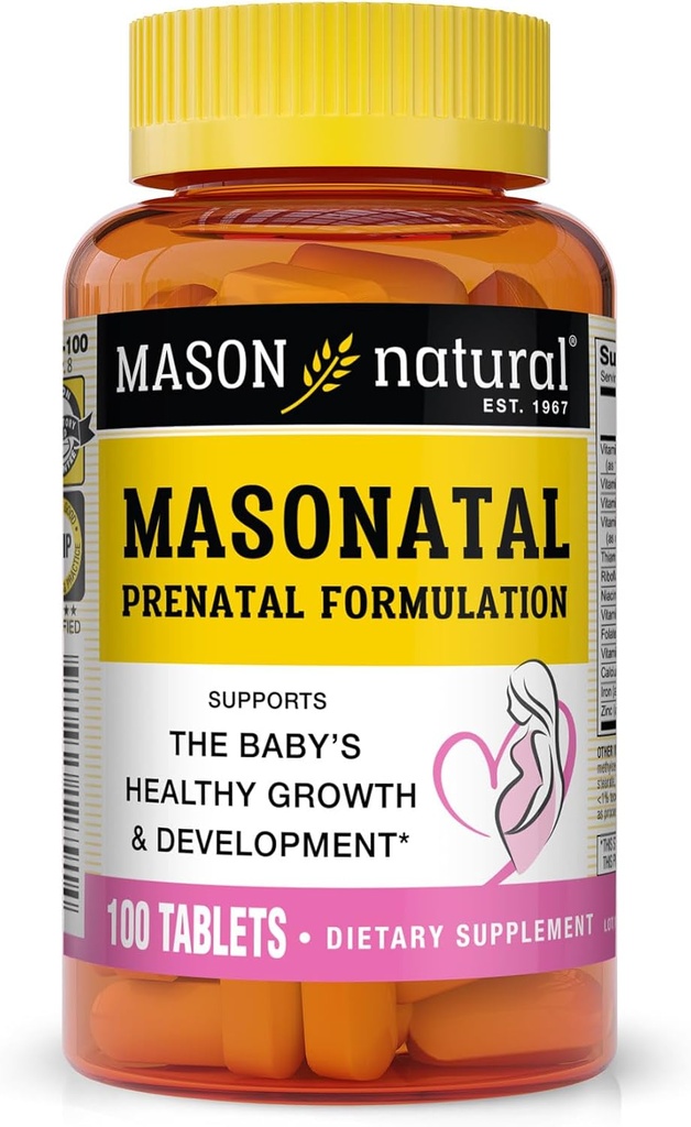 MASON NATURAL Masonatal Prenatal Formulation - Prenatal &amp; Postnatal Multivitamin for Women to Support Baby Development, 100 Tablets