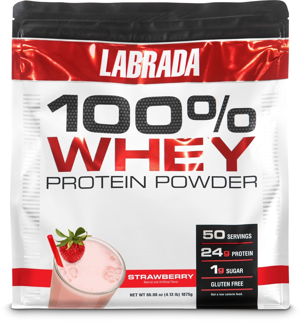 Labrada Nutrition 100% Whey Protein Powder, Fresa, 4.13 lb