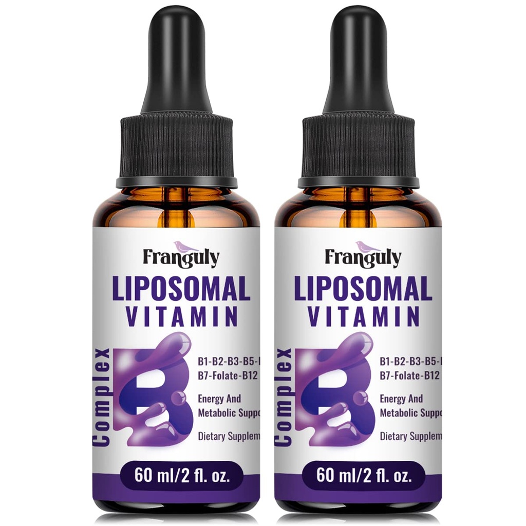 Liposomal Vitamina B Complejo Líquido Sublingual B Completo Vitaminas Suplemento para Mujeres Hombre Absorción Mejorada B12,B1, B2, B3, B5, B6,Folate,Biotin for Energy and Immune Support-4.0 oz