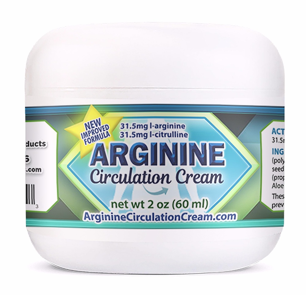 Arginine Circulation Cream 2 oz - Menthol, L Arginine & L Citrulline Lotion - Supports Healthy Leg &amp; Body Blood Flow - Whole Family Products